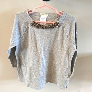 $5 Sale! Crewcuts Grey Jeweled Embellished 3/4 length Shirt